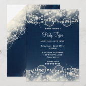 Elegant Abstract Lace en Pearls Party Kaart (Voorkant / Achterkant)