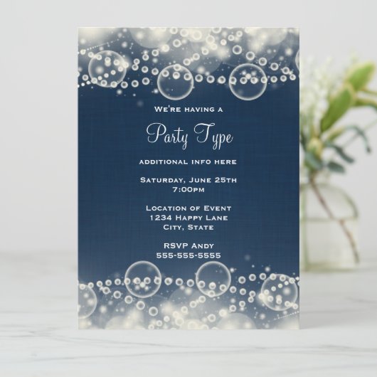 Elegant Abstract Lace en Pearls Party Kaart (Staand voorkant)