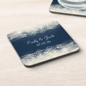 Elegant Abstract Lace en Pearls Wedding Drankjes Onderzetter (Linkerzijde)