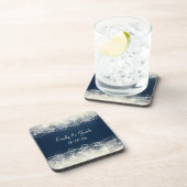 Elegant Abstract Lace en Pearls Wedding Drankjes Onderzetter (Rechterzijde)