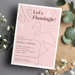 Elegant Abstract Lets Flamingle Baby shower Kaart