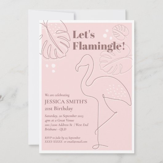 Elegant Abstract Lets Flamingle Birthday Kaart (Voorkant)