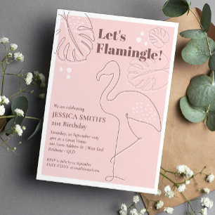 Elegant Abstract Lets Flamingle Birthday Kaart