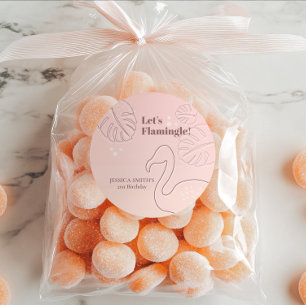 Elegant Abstract Lets Flamingle Ronde Sticker