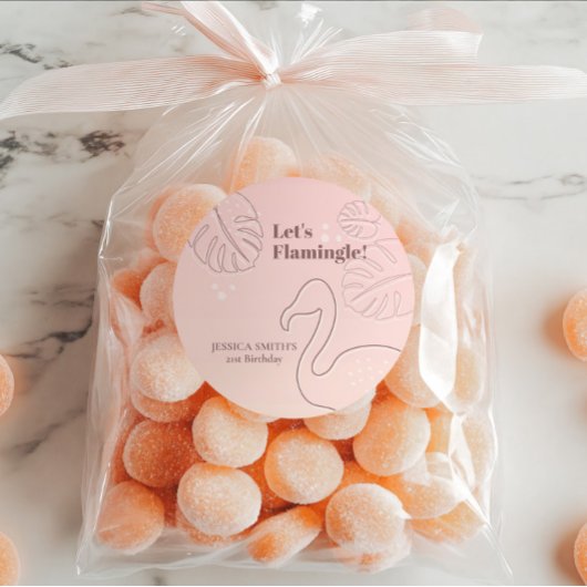 Elegant Abstract Lets Flamingle Ronde Sticker