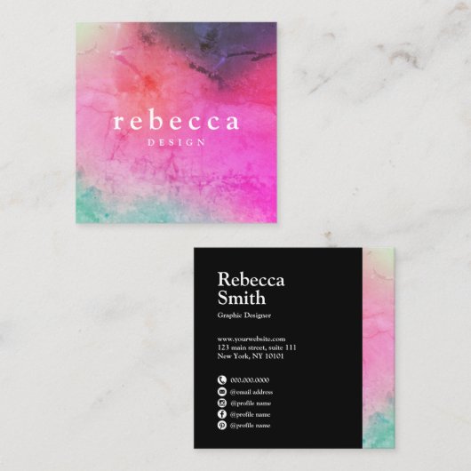 Elegant abstract, levendig, kleurrijk grafisch ont vierkante visitekaartje (Voorkant / Achterkant)