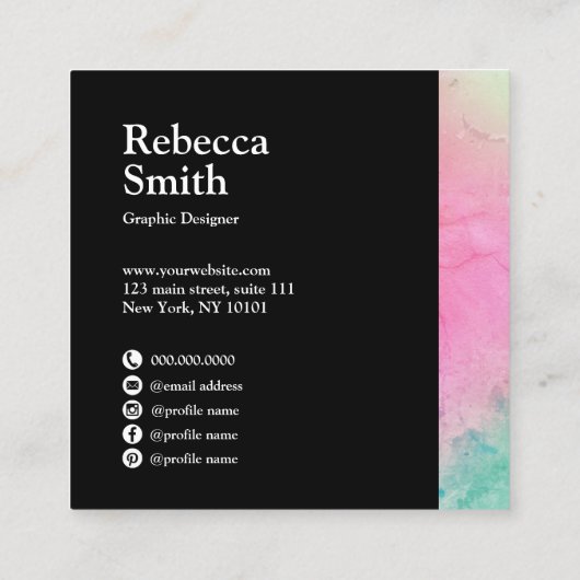 Elegant abstract, levendig, kleurrijk grafisch ont vierkante visitekaartje (Achterkant)