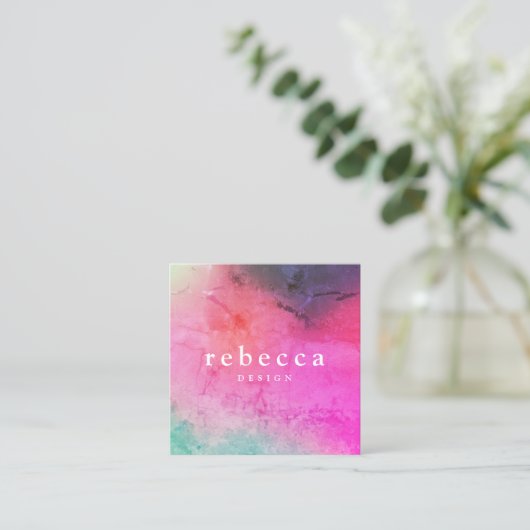 Elegant abstract, levendig, kleurrijk grafisch ont vierkante visitekaartje (Staand voorkant)