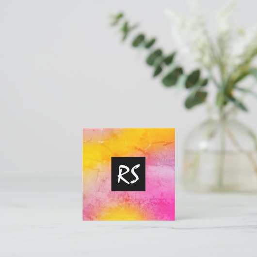 Elegant abstract, levendig, kleurrijk grafisch ont vierkante visitekaartje (Staand voorkant)