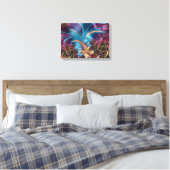 Elegant Abstract Lila Turquoise Plume Feathers Canvas Afdruk (Insitu (Slaapkamer))
