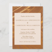 Elegant Abstract marmer Swirl Gold Bronze Wedding Kaart (Voorkant)