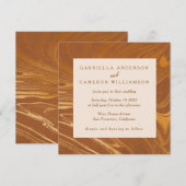 Elegant Abstract marmer Swirl Golden Brown Wedding Kaart (Voorkant / Achterkant)