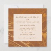Elegant Abstract marmer Swirl Golden Brown Wedding Kaart (Voorkant)