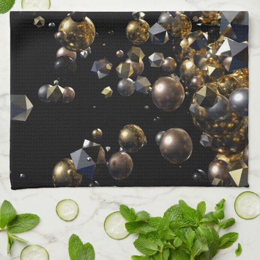 Elegant Abstract meettoestel explosie - Goud en zi Theedoek (Gevouwen)