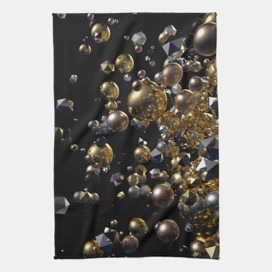 Elegant Abstract meettoestel explosie - Goud en zi Theedoek (Verticaal)