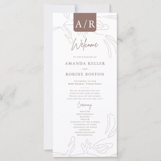 Elegant Abstract minimalistisch huwelijksprogramma (Voorkant)