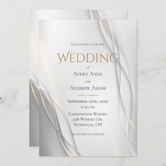 Elegant Abstract Modern Wedding Uitnodiging (Voorkant / Achterkant)