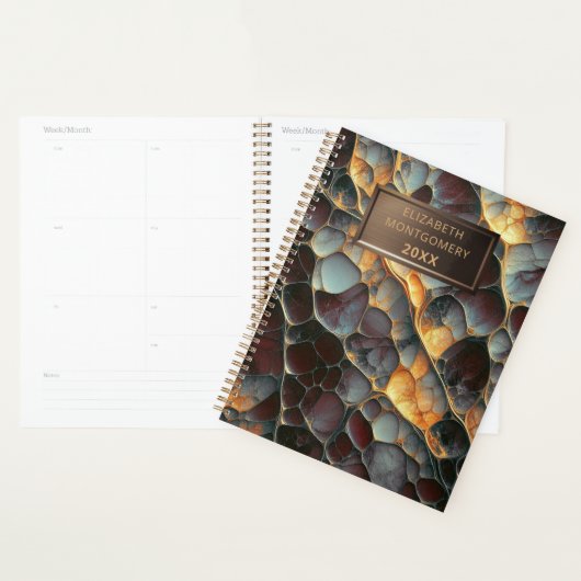 Elegant Abstract mozaïek met gedurfd bronzen naamb Planner (Display)