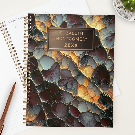 Elegant Abstract mozaïek met gedurfd bronzen naamb Planner