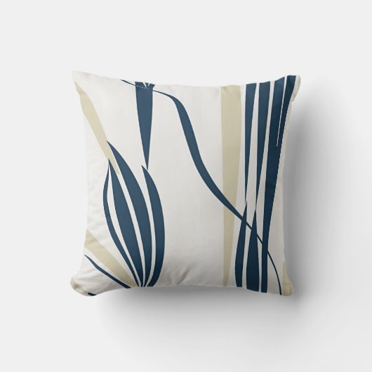 Elegant Abstract Navy & Beige Kussen (Voorkant)