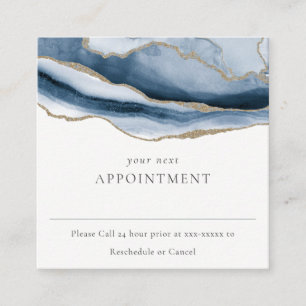 Elegant Abstract Navy Blue Agate Gold Benoeming Vierkante Visitekaartje