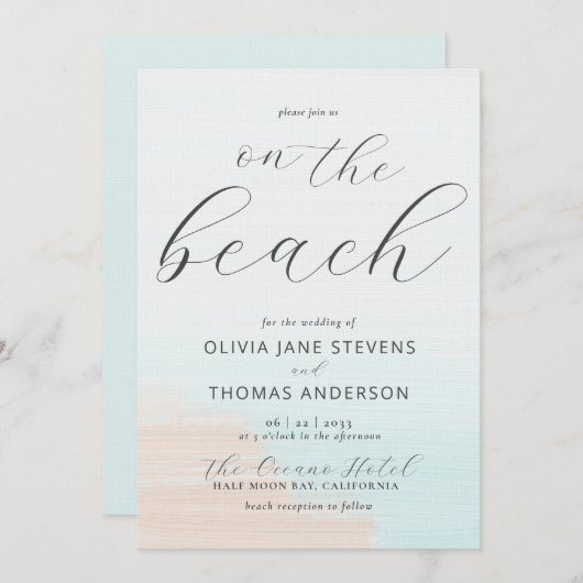 Elegant Abstract Ocean Beach All in One Wedding Kaart (Voorkant / Achterkant)