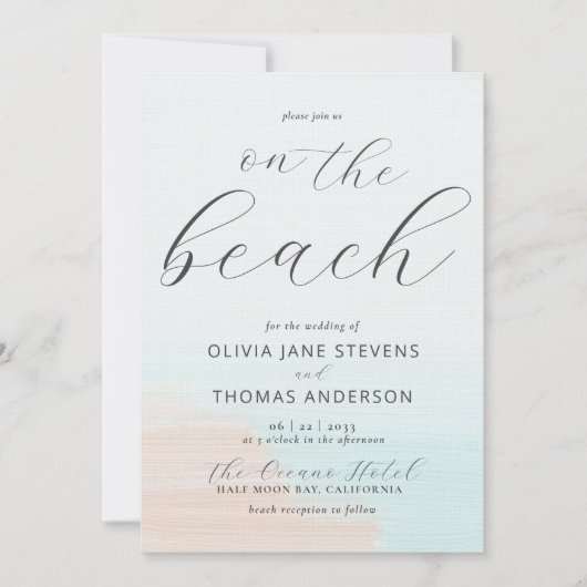 Elegant Abstract Ocean Beach All in One Wedding Kaart (Voorkant)
