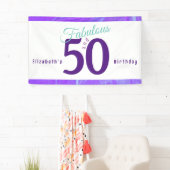 Elegant Abstract Paars Blauwgroen 50e verjaardag Spandoek (Insitu)