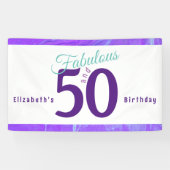 Elegant Abstract Paars Blauwgroen 50e verjaardag Spandoek (Horizontaal)