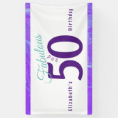 Elegant Abstract Paars Blauwgroen 50e verjaardag Spandoek (Verticaal)