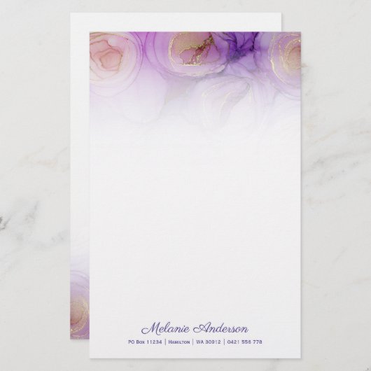 Elegant Abstract Paars Roos — Papier (Voorkant / Achterkant)