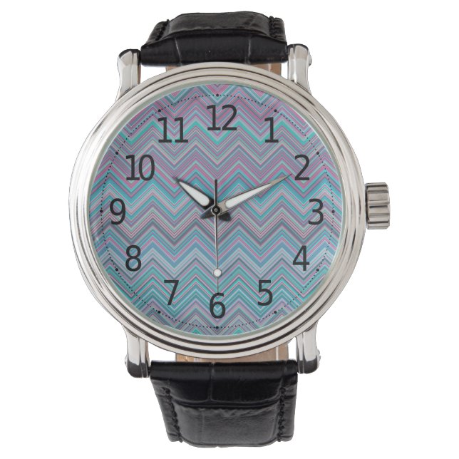 Elegant  Abstract pastel Chevron Patroon | Horloge (Voorkant)