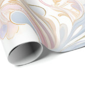 Elegant Abstract pastel paisley goud roze blauw Cadeaupapier (Rol Hoek)