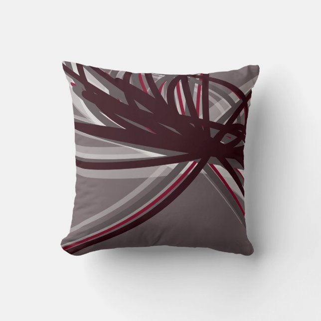 Elegant Abstract Ribbons Gray Kussen (Voorkant)