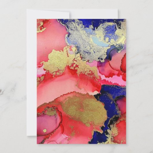 Elegant Abstract Rode Gold Paarse bruiloft Kaart (Achterkant)