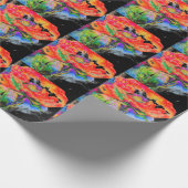 Elegant abstract rood bloemige waterverf zwart cadeaupapier (Hoek)