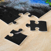 Elegant abstract rood bloemige waterverf zwart legpuzzel (Zijkant)