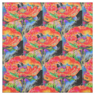 Elegant abstract rood bloemige waterverf zwart stof