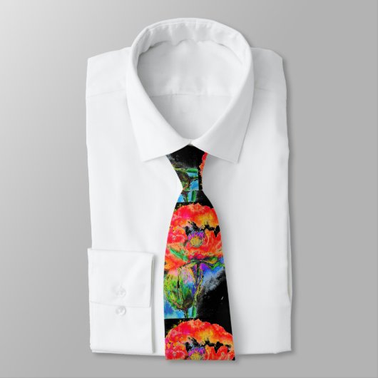 Elegant abstract rood bloemige waterverf zwart stropdas (Gebonden)