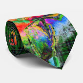 Elegant abstract rood bloemige waterverf zwart stropdas (Opgerold)