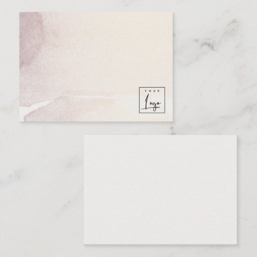 Elegant Abstract Roos Gold Paarse Waterverf Logo Notitiekaartje (Voorkant / Achterkant)