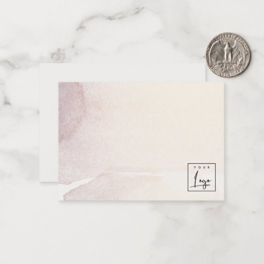 Elegant Abstract Roos Gold Paarse Waterverf Logo Notitiekaartje (Voorkant / Achterkant in situ)