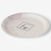 Elegant Abstract Roos Gold Paarse Waterverf Logo Papieren Bordje (Gekanteld)