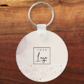 Elegant Abstract Roos Gold Paarse Waterverf Logo Sleutelhanger (Voorkant)