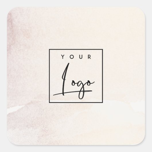 Elegant Abstract Roos Gold Paarse Waterverf Logo Vierkante Sticker (Voorkant)