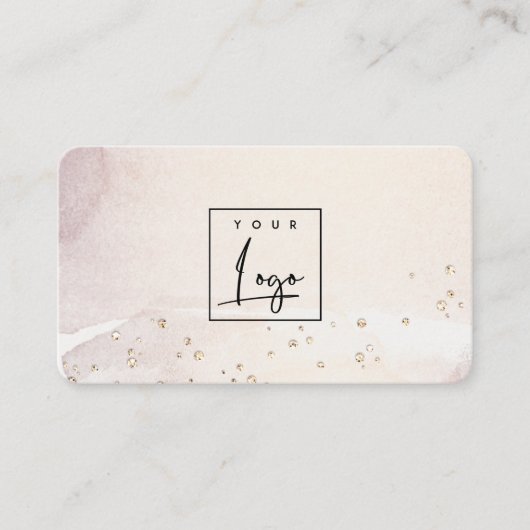 Elegant Abstract Roos Gold Paarse Waterverf Logo Visitekaartje (Voorkant)