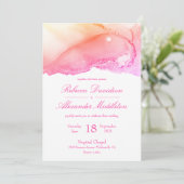 Elegant Abstract roze goudhuwelijk Kaart (Staand voorkant)