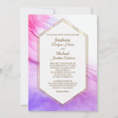 Elegant Abstract Roze Violet Gold Lijst Weddenscha Kaart (Voorkant)