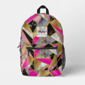 Elegant abstract roze zwart geometrisch bedrukte rugzak (Voorkant)