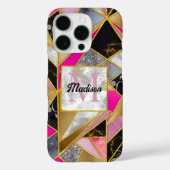 Elegant abstract roze zwart geometrisch Case-Mate iPhone case (Achterkant)